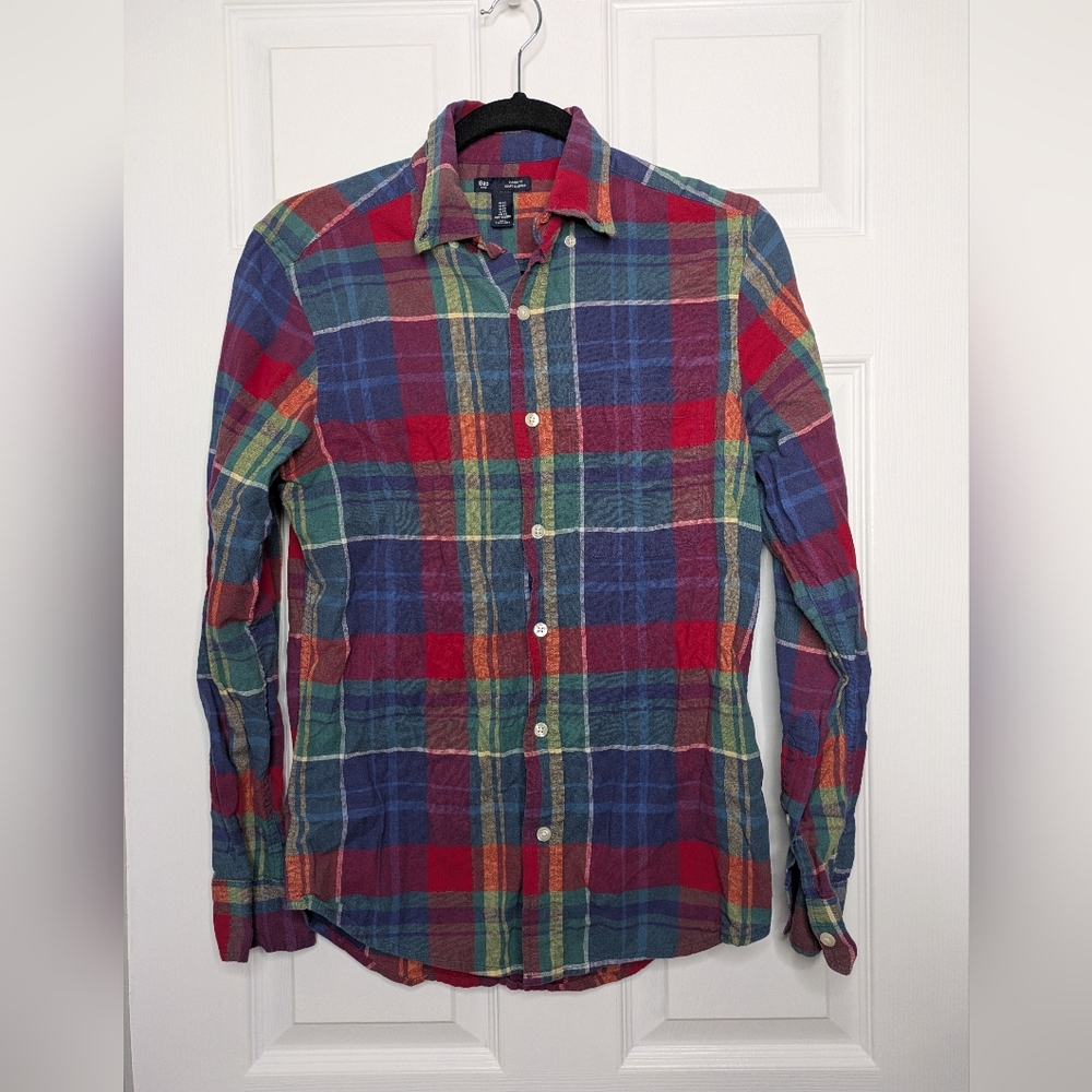 Gap Plaid Button Down Size XS Natural Fibers